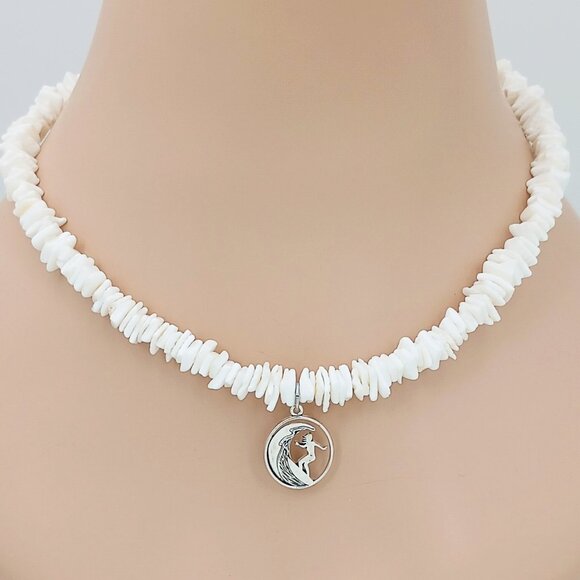 PUKA Seashell Silver Surfer Girl Necklace Choice 16-18-20-inch Square 7065-333 - Picture 1 of 4